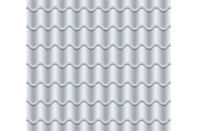 Grey Corrugated Tile Vector. Seamless Pattern. Classic Ceramic Tiles Cover. Fragment Of Roof Illustration.