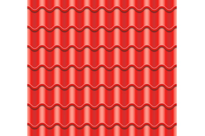 Red Corrugated Tile Vector. Element Of Roof. Seamless Pattern. Ceramic Tiles. Fragment Of Roof Illustration.