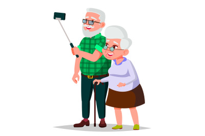 Elderly Couple Vector. Grandpa With Grandmother. Social Concept. Senior Couple. European. Isolated Flat Cartoon Illustration