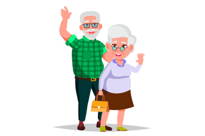 Elderly Couple Vector. Grandpa With Grandmother. Lifestyle. Couple Of Elderly People. Isolated Flat Cartoon Illustration