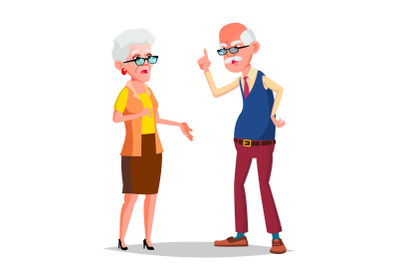 Elderly Couple Vector. Modern Grandparents. Old Age. With Glasses. Isolated Flat Cartoon Illustration