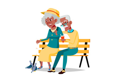 Elderly Couple Vector. Grandfather And Grandmother. Face Emotions. Happy People Together. Isolated Flat Cartoon Illustration