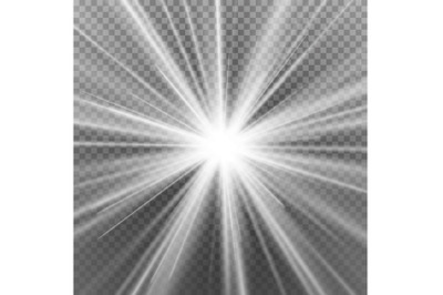 Light Flare Special Effect. Abstract Image Of Lighting Flare. Isolated On Transparent Background. Vector Illustration