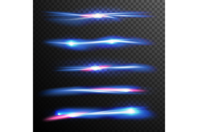 Blue Glow Light Effect Vector. Magic Flash Energy Neon Ray. Wave Line. Good For Banners, Brochure, Christmas Concept. Isolated Background Illustration