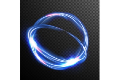 Blue Circles Glow Light Effect Vector. Round Wave. Magic Neon Flash Energy Light Ray. Good For Banners, Brochure. Isolated Illustration