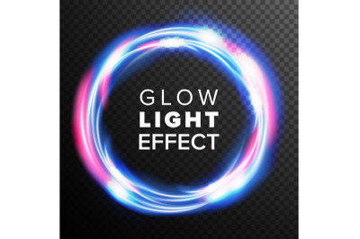 Blue Circles Glow Light Effect Vector. Swirl Trail Effect. Energy Ray Streaks. Abstract Lens Flares. Design Element For Poster, Technology Future Concept. Transparent Background Illustration