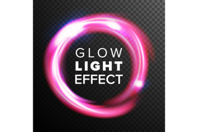 Red Circles Glow Light Effect Vector. Energy Line Neon Swirl Ray Streaks. Abstract Lens Flares. Design Element For Technology Future Concept. Isolated On Transparent Background Illustration