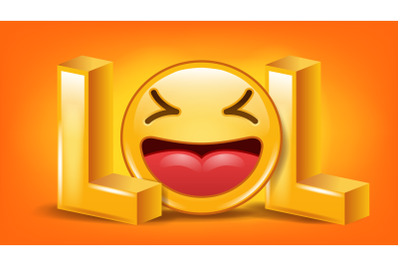 Lol Sign Vector. Fun Symbol. Emotion Smile. Facial Expression. Illustration