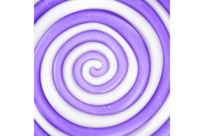 Lollipop Vector Background. Realistic Candy Round Purple Swirl Illustration