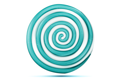 Lollipop Isolated Vector. Blue Round Sweet Candy Swirl Illustration