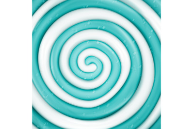 Lollipop Vector Background. Blue Round Sweet Candy Spiral Illustration