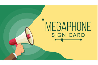 Megaphone In Human Hand Vector. Elections Symbol. Bullhorn. Banner For Business, Promotion. Flat Cartoon Illustration