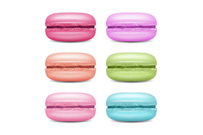 Macarons Set Vector. Realistic Tasty Colourful French Macaroons. Isolated Illustration.