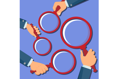 Hand Holding Magnifying Glass Vector. Searching, Zoom. Business Concept. Flat Illustration