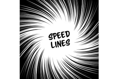 Manga Speed Lines Vector. Grunge Ray Illustration. Black And White. Space For Text. Comic Book Radial Lines Background. Manga Speed Frame. Square Stamp Illustration.