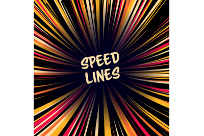 Manga Speed Lines Vector. Layout For Comic Books. Banner With Radial Colored Effect Illustration. Starburst Explosion In Manga Or Pop Art Style.