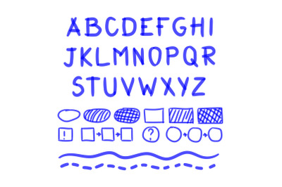 Marker Hand Written Doodle Letters And Mathematical Symbols Vector