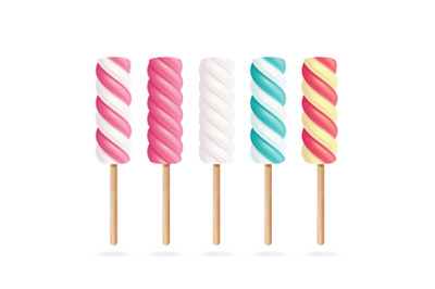 Realistic Marshmallows Candy Vector.
