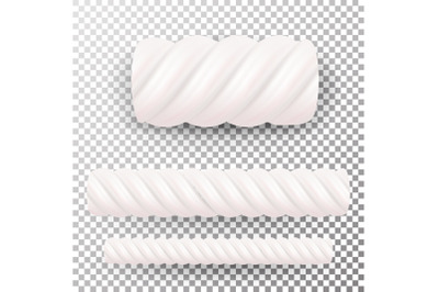 Realistic Marshmallows Candy Vector. Sweet Twist Illustration Isolated On White Background. Chewy Candy Good For Packaging Design, Frame, Border.