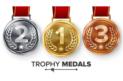 Champion Medals Set Vector.