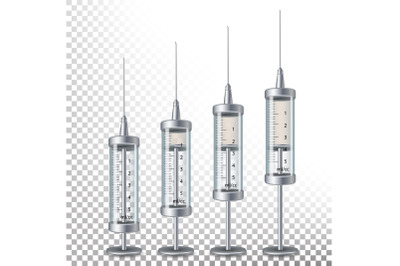 Glass Medical Syringe Isolated Vector.