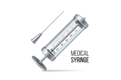 Glass Medical Syringe Isolated Vector