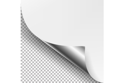 Curled Silver Metalic Corner Vector