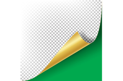 Curled Golden Metalic Corner Vector