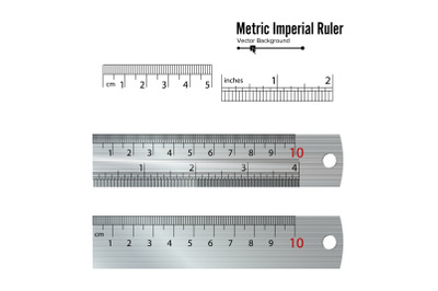 Metric Imperial Rulers Vector. Centimeter And Inch. Measure Tools Equipment Illustration Isolated On White Background.