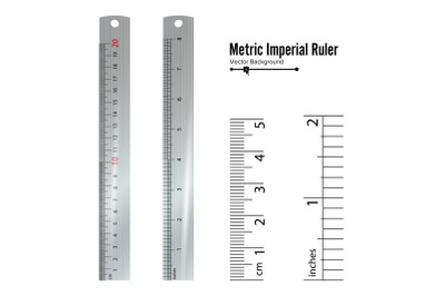 Metric Imperial Rulers Vector. Centimeter And Inch. Measure Tools Equipment Illustration Isolated On White Background.