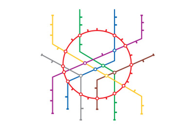 Metro Map Vector. Subway Map Design Template. Colorful Background With Stations