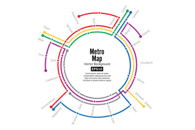 Metro Map Vector. Plan Map Station Metro And Underground Railway Metro Scheme Illustration. Colorful Background With Stations