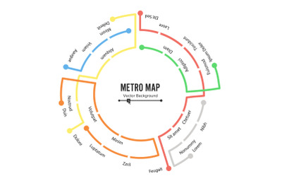 Metro Map Vector. Plan Map Station Metro And Underground Railway Metro Scheme Illustration. Colorful Background With Stations