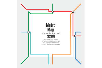 Metro Map Vector. Rapid Transit Illustration. Colorful Background With Stations