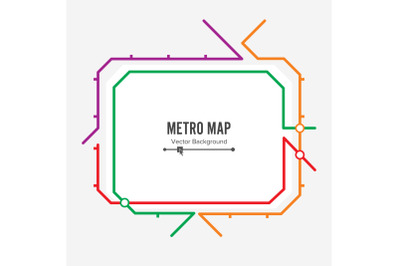 Metro Map Vector. Fictitious City Public Transport Scheme. Colorful Background With Stations