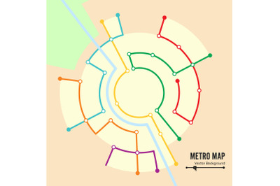 Metro Map Vector. Imaginary Underground Map. Colorful Background With Stations