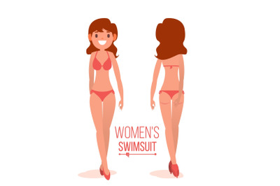 Women s Swimsuit Vector. Women Beach Clothes. Summer Beach Swimsuit. Isolated Flat Illustration