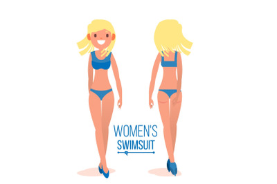 Women s Swimsuit Vector. Body Positive Movement, Beauty Diversity. Beauty Female Swimwear Design. Isolated Flat Illustration