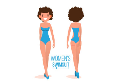 Women s Swimsuit Vector. Female Stylish Swimwear Silhouettes. Isolated Flat Illustration