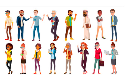 Multinational People Set Vector. Crowd Of People. Men, Women. Business Human. Different Countries. Isolated Illustration