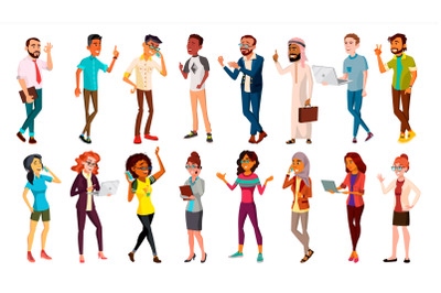 Multinational People Set Vector. Races And Nationalities. Men, Women. Business Person. Businesspeople Ethnic Diverse. Isolated Illustration