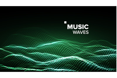 Music Background Vector. Technology Stream. Electric Bokeh. 3D Illustration