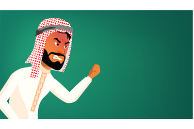 Arab Man Banner Vector. Traditional Cloths. Express Emotions. Presenting. For Advertisement, Greeting, Announcement Design. Illustration