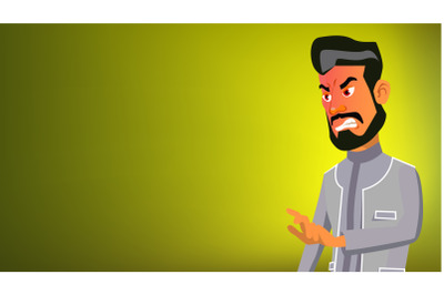 Arab Man Banner Vector. Express Emotions. Presenting. Traditional Cloths. For Banner, Flyer, Brochure Design. Illustration