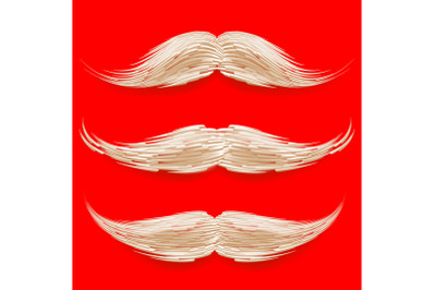 Santa s Mustache Vector. Christmas Realistic White Mustache. Different Types. Isolated Illustration