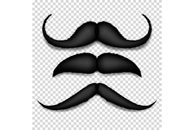 Mustache Isolated Vector. Black Vintage Moustache. Retro Collection Isolated On Transparent Background Illustration