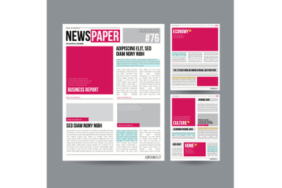 Tabloid Newspaper Design Template Vector. Images, Articles, Business Information. Daily Newspaper Journal Design. Illustration