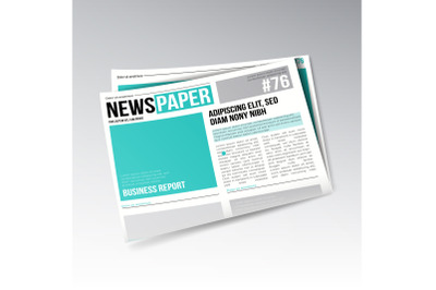 Folded Business Newspaper Vector. Images&2C; Articles&2C; Business Information. Daily Newspaper Journal Design. Illustration