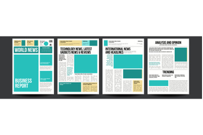 Newspaper Vector. Realistic Pages Template. News Page Layout. Columns And Photos. Illustration