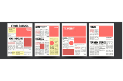 Newspaper Vector. Paper Tabloid Design. Daily Headline World Business Economy News And Technology. Illustration